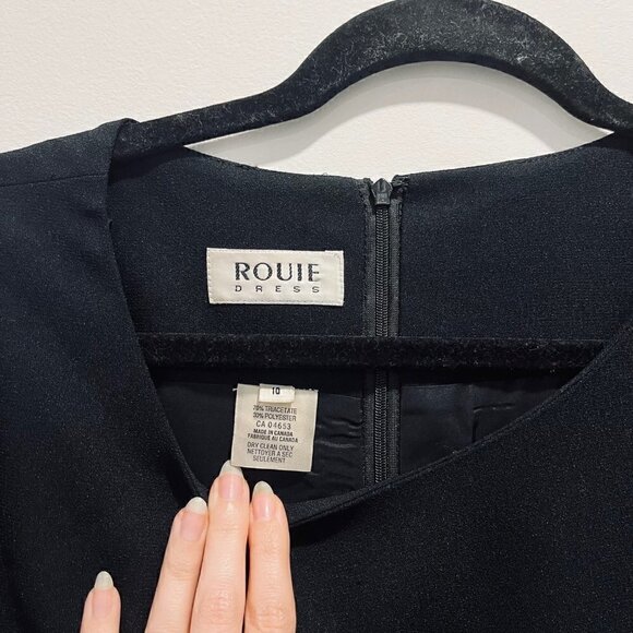 Vintage Rouie Black Lace Minimalist Modest Midi Sheath Dress Made in Canada sz M - Picture 6 of 8